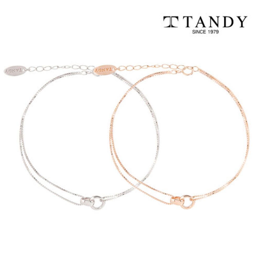 [TANDY] SILVER 925 Women's Double Ring Bracelet TDB501: Glossy Two-Line Chain with Luxurious 92.5% Pure Silver Plating - Made in Korea